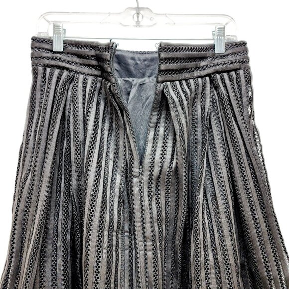Black Mesh Striped A-Line Skirt By Haute Monde Size L Womens Elegant Mid-Length - Picture 9 of 12